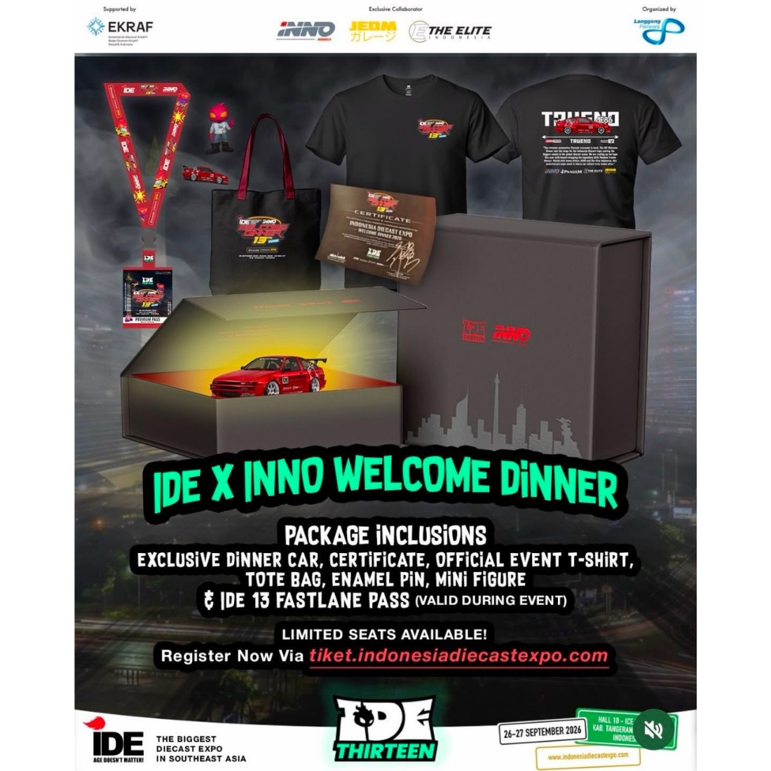 INNO64 AE86 Pandem Red Edition Dinner Event Car | 2026 Indonesia Diecast Expo (Limited to 200pcs), 1:64 Scale