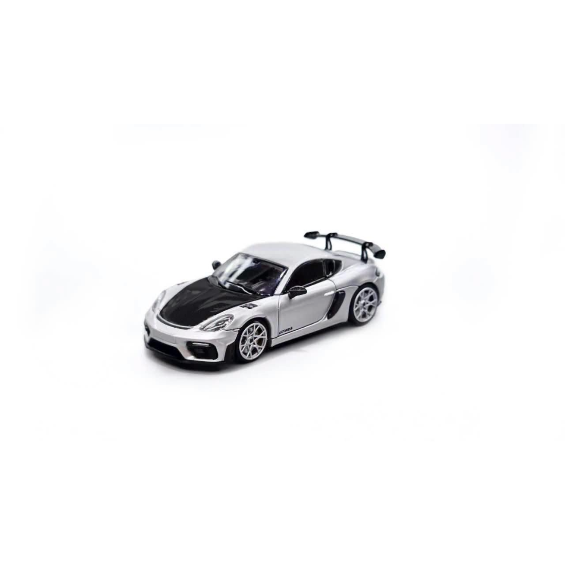 *Pre-Orders* Porsche 718 GT4 RS Silver with Full Carbon-Hood, 1:64 Scale