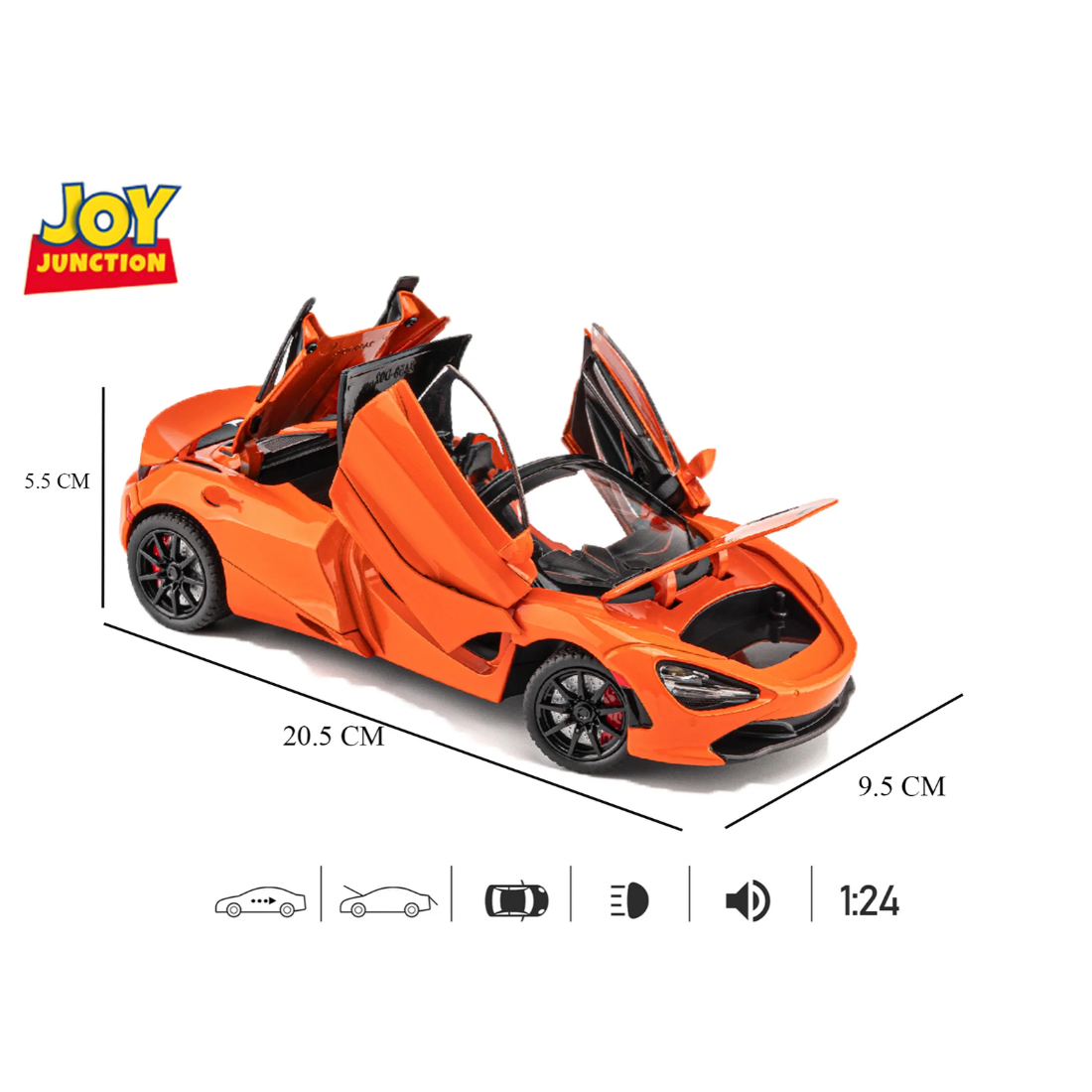 McLaren 720s Convertible Version Model Car, 1:24 Scale (Orange)