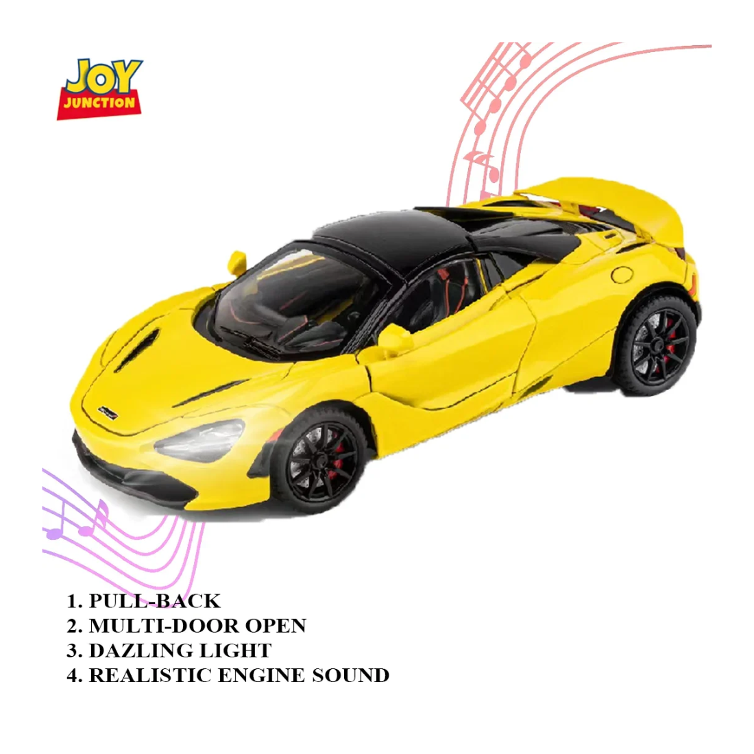 McLaren 720s Convertible Version Model Car, 1:24 Scale (Yellow)