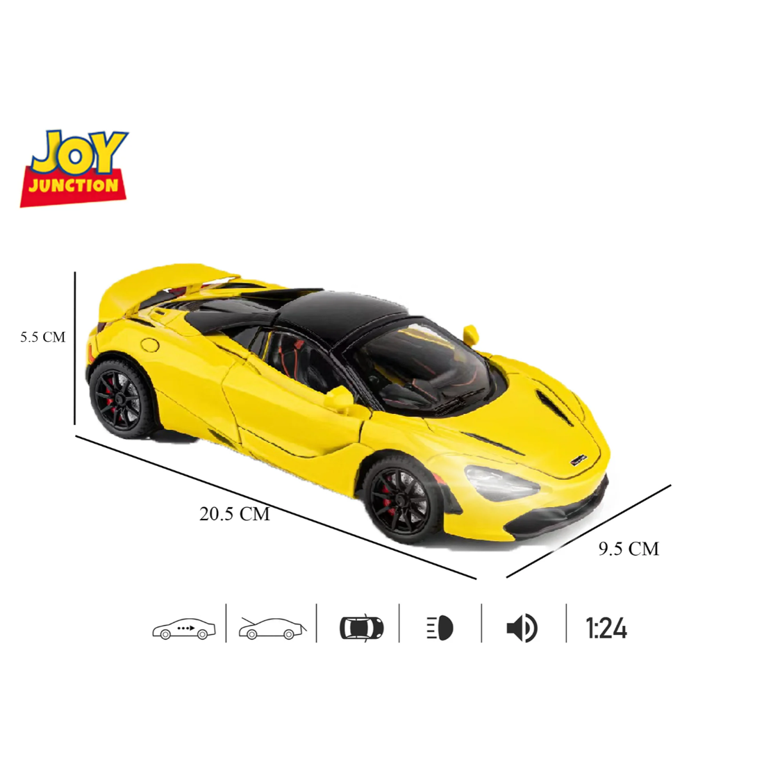 McLaren 720s Convertible Version Model Car, 1:24 Scale (Yellow)