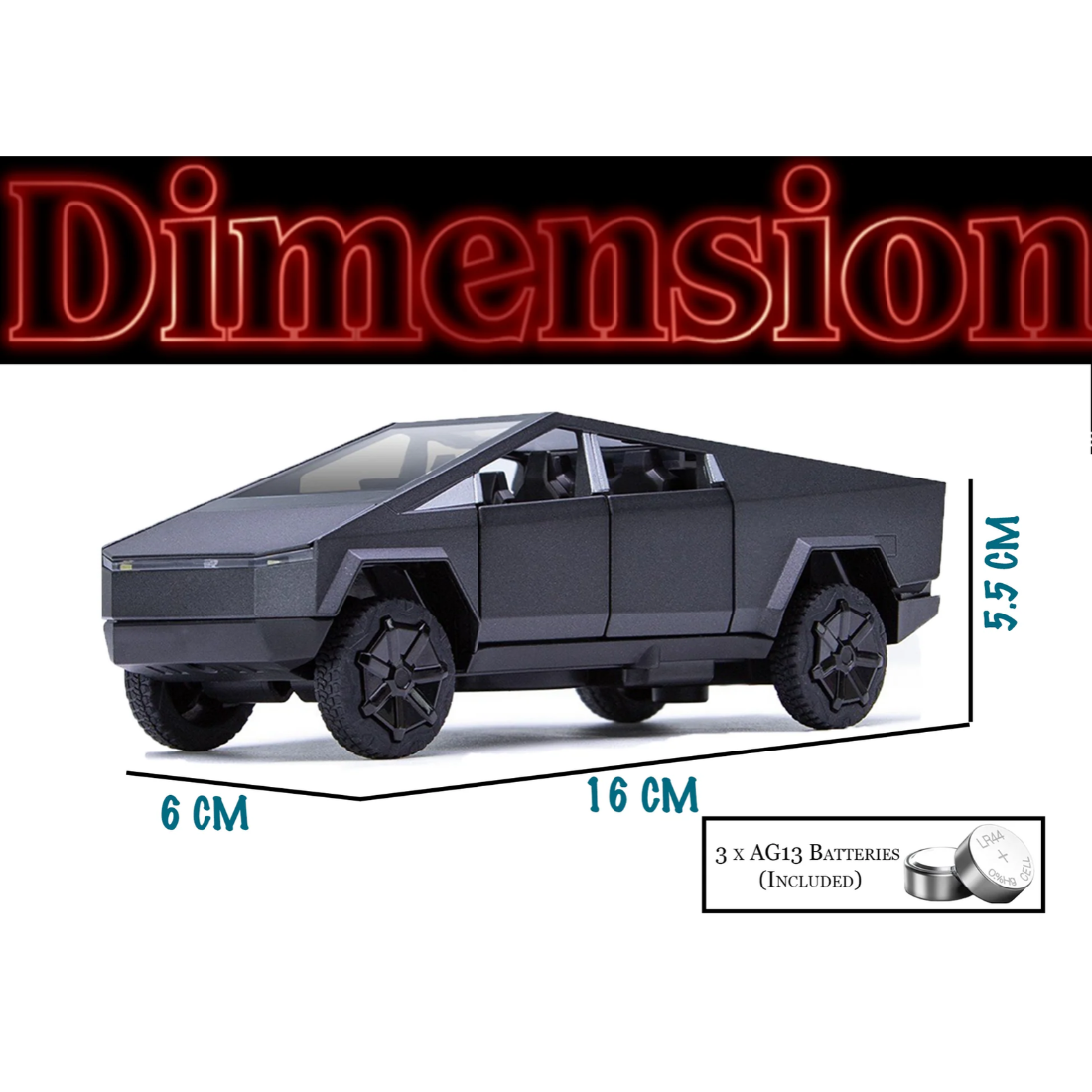 Tesla Cyber Truck Limited Edition Model Car, 1:32 Scale (Black)