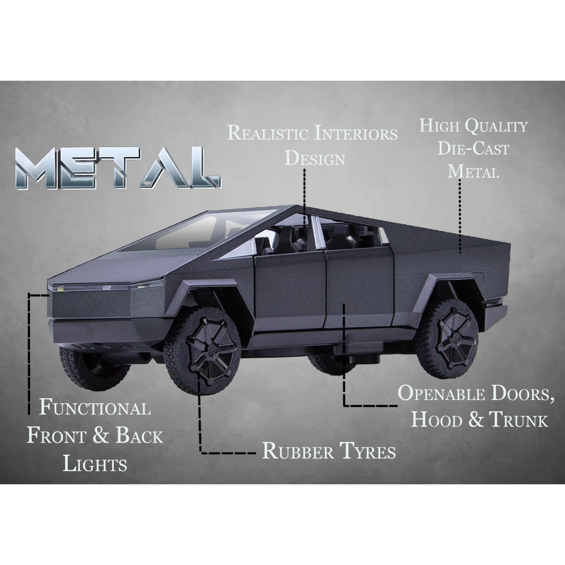 Tesla Cyber Truck Limited Edition Model Car, 1:32 Scale (Black)