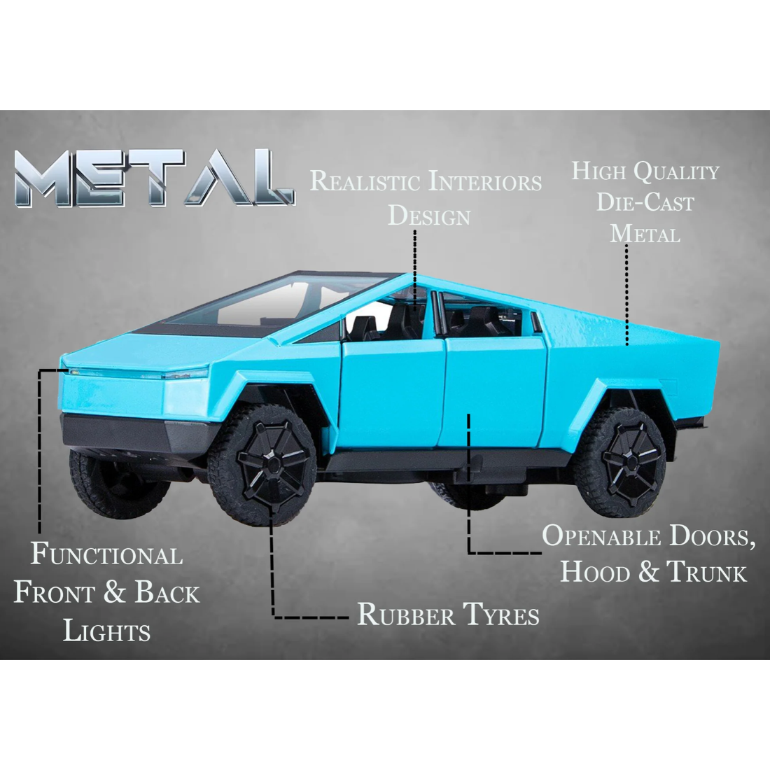 Tesla Cyber Truck Limited Edition Model Car, 1:32 Scale (Blue)