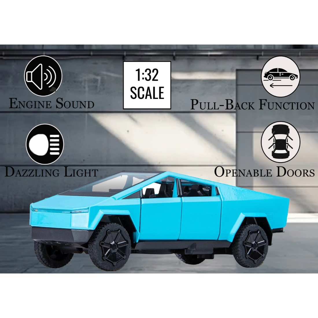 Tesla Cyber Truck Limited Edition Model Car, 1:32 Scale (Blue)