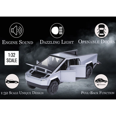 Tesla Cyber Truck Limited Edition Model Car, 1:32 Scale (Silver)