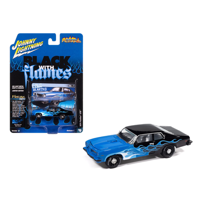Premium scale diecast model car  – Street Freaks 1974 Pontiac GTO (Black With Blue Flames) , 1:64 Scale (Blue) Collectible
