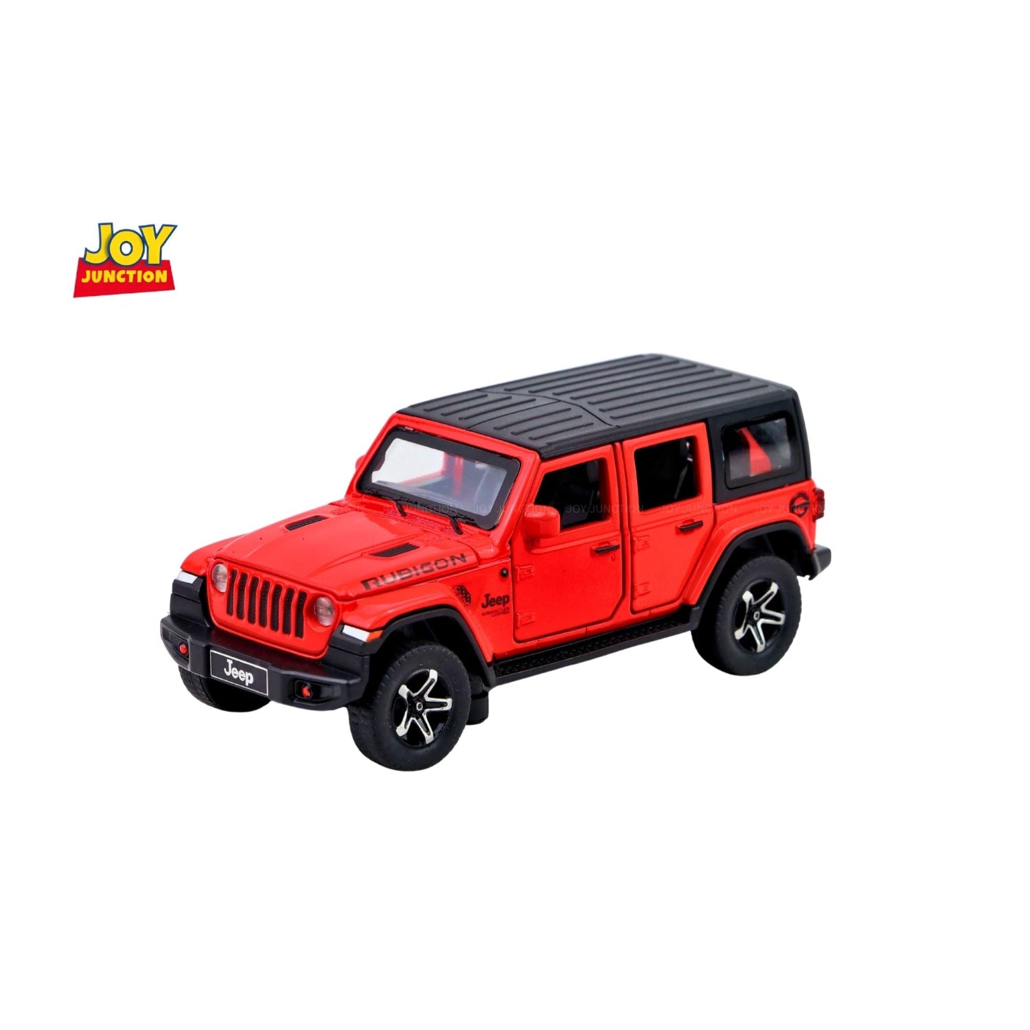 Jeep Rubigon Pullback Toy Car - Light, Sound with Openable Doors, 1:32 Scale (Red)