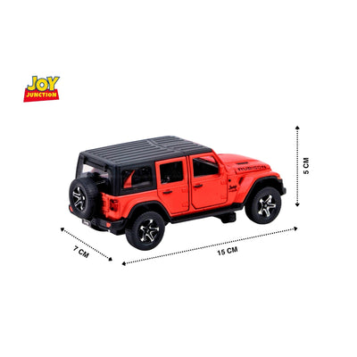 Jeep Rubigon Pullback Toy Car - Light, Sound with Openable Doors, 1:32 Scale (Red)