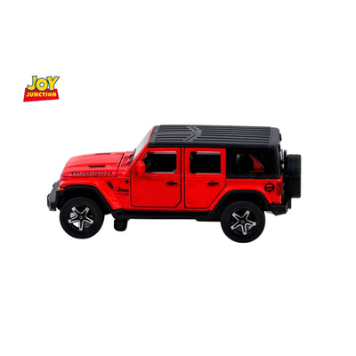 Jeep Rubigon Pullback Toy Car - Light, Sound with Openable Doors, 1:32 Scale (Red)