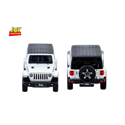 Jeep Rubigon Pullback Toy Car - Light, Sound with Openable Doors, 1:32 Scale (White)