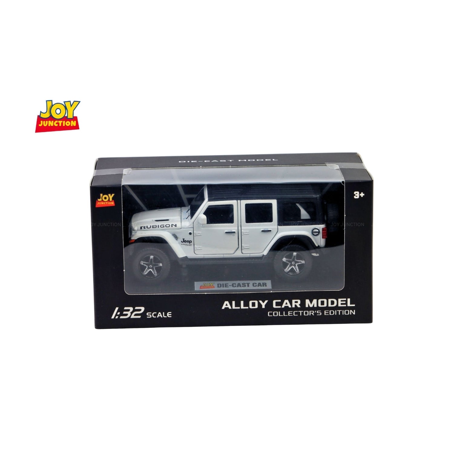 Jeep Rubigon Pullback Toy Car - Light, Sound with Openable Doors, 1:32 Scale (White)