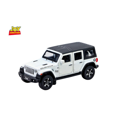 Jeep Rubigon Pullback Toy Car - Light, Sound with Openable Doors, 1:32 Scale (White)