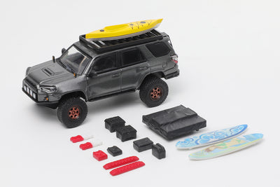 Premium scale diecast model car  – Toyota 4Runner Pre Runner with accessories LHD, 1:64 Scale (Black) Collectible
