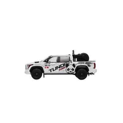 Premium scale diecast model car  – *PRE-ORDER* Toyota Tundra TRD Pro Panda Livery LHD with Accessories, 1:64 Scale (White) Collectible