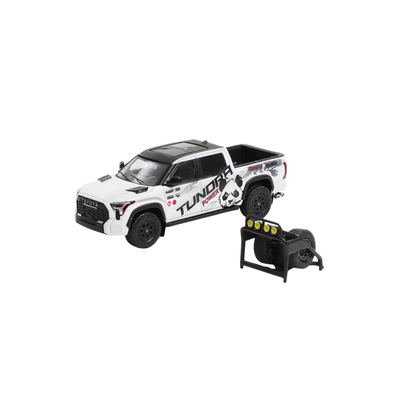 Premium scale diecast model car  – *PRE-ORDER* Toyota Tundra TRD Pro Panda Livery LHD with Accessories, 1:64 Scale (White) Collectible
