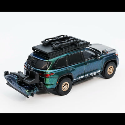 *PRE-ORDER* Toyota Sequoia TRD Pro with Boat, Bicycle & Other Accessories Included Magic Green, 1:64 Scale (Chameleon Green)