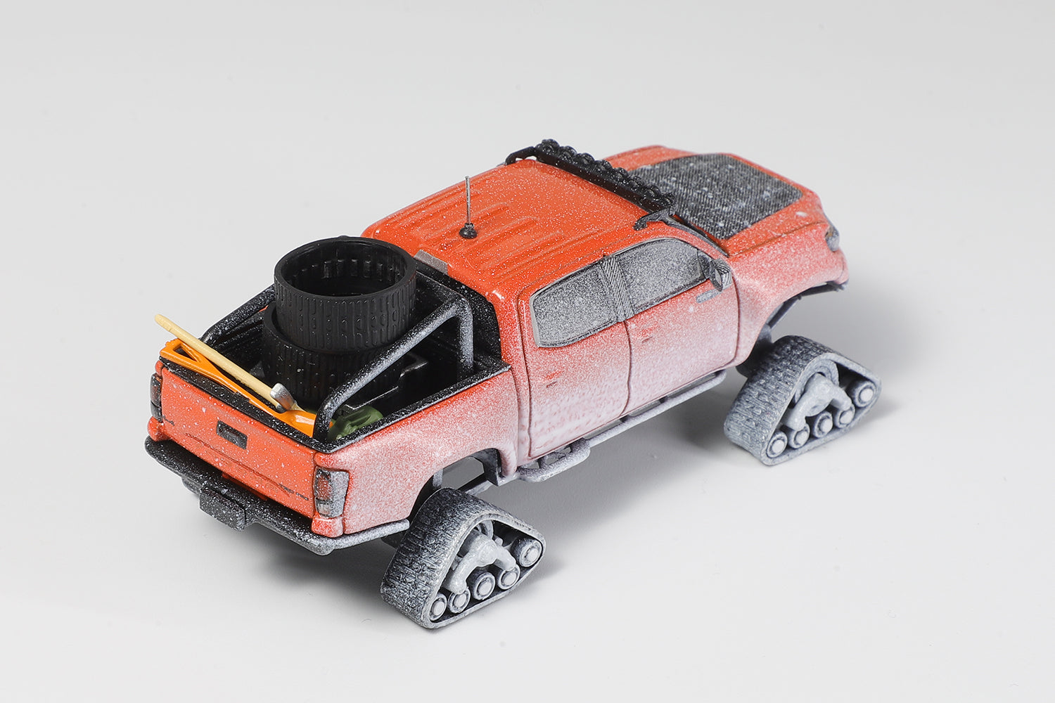 Premium scale diecast model car  – Toyota Tacoma LHD Snowflake AND Accessories, 1:64 Scale (Orange) Collectible