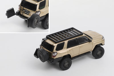 Premium scale diecast model car  – Toyota 4Runner Lightly Modified Version With 18pcs Accessories, 1:64 Scale (Silk & Nocturne Black) Collectible