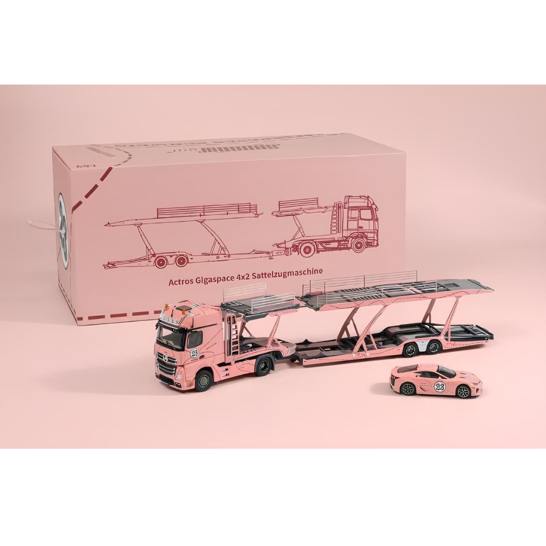 *PRE-ORDER* Fuso Fighter (1024) Transporter with MX-5 Spec Miata (NC1) Pink (Limited Gift Set), 1:64 Scale