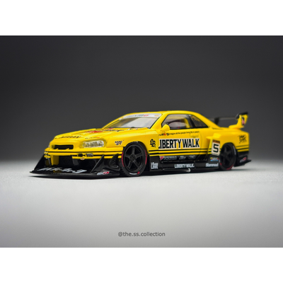 Nissan Skyline ER34 LBWK, 1:64 Scale (Yellow)