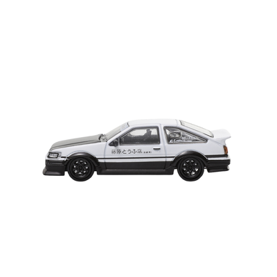Premium scale diecast model car  – *PRE-ORDER* Toyota Corolla Levin GT-APEX (AE86) Panda (Black Hood), 1:64 Scale (Black & White) Collectible