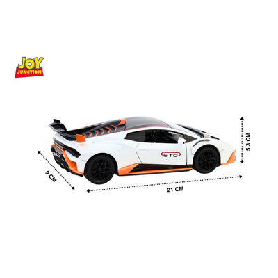 Lamborghini Hurracan STO - Light, Sound with Openable Doors, 1:24 Scale (White)