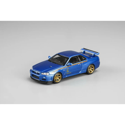 *HKTCS 2026* Nissan Skyline GT-R R34 Customized Bayside Blue (Limited to 399pcs), 1:64 Scale