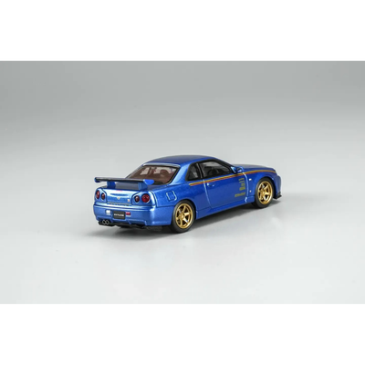 *HKTCS 2026* Nissan Skyline GT-R R34 Customized Bayside Blue (Limited to 399pcs), 1:64 Scale