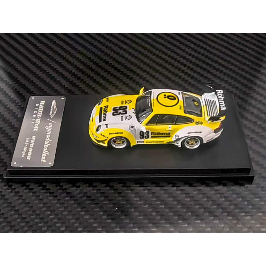 *PRE-ORDER* Porsche RWB Hing Wing (Rohma #93) White & Yellow, 1:64 Scale
