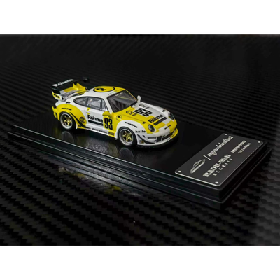 *PRE-ORDER* Porsche RWB Hing Wing (Rohma #93) White & Yellow, 1:64 Scale