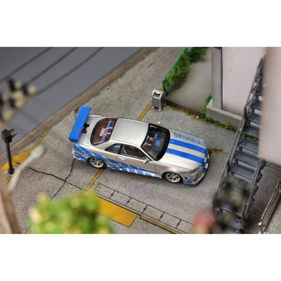*PRE-ORDER* Nissan Skyline GT-R R34 Silver Blue Livery, 1:64 Scale
