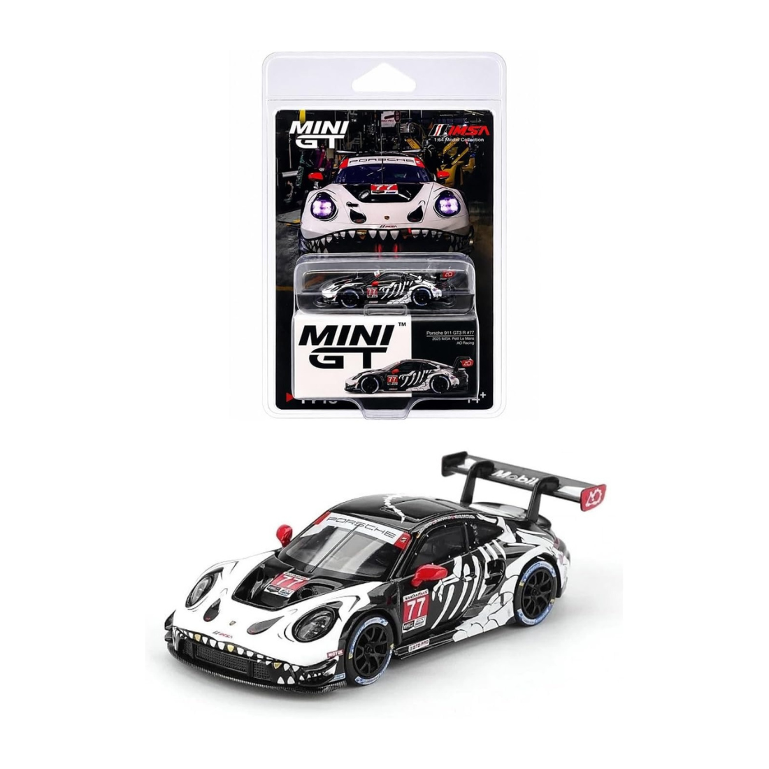 Porsche 911 GT3 R #77 AO Racing 2025 IMSA Petit Le Mans (Blister Package) Skeleton Rexy