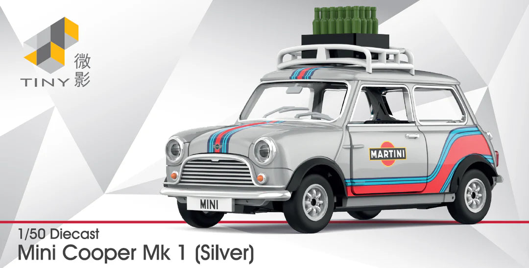 Premium scale diecast model car  – Mini Cooper Mk 1, 1:50 Scale (Silver) Collectible