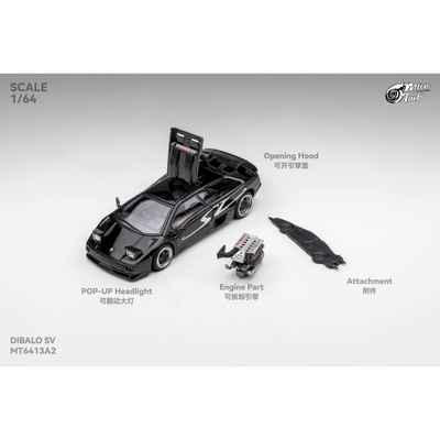 *PRE-ORDER* Custom Lamborghini Diablo SV, 1:64 Scale (Metallic Black)
