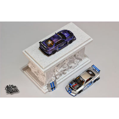 *PRE-ORDER* Skyline ER34, LB-Super Silhourte Wide Body (Removable Hood & 1 Transparent Hood Included) Silver Swirl, 1:64 Scale