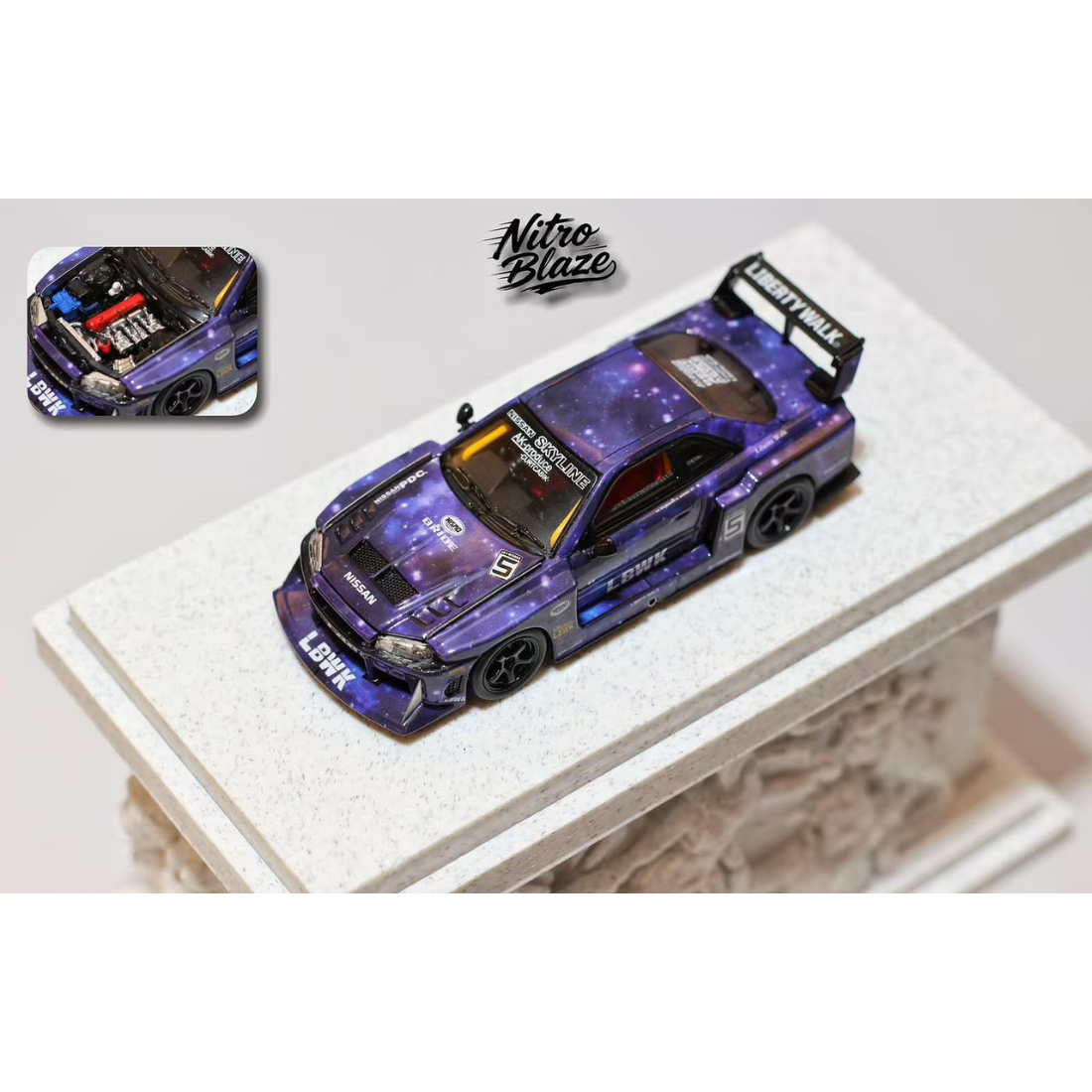 *PRE-ORDER* Skyline ER34, LB-Super Silhourte Wide Body (Removable Hood & 1 Transparent Hood Included) Starry Purple, 1:64 Scale