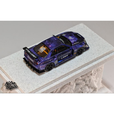 *PRE-ORDER* Skyline ER34, LB-Super Silhourte Wide Body (Removable Hood & 1 Transparent Hood Included) Starry Purple, 1:64 Scale