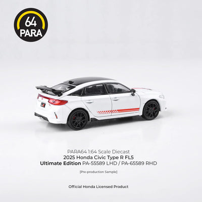 Premium scale diecast model car  – Honda Civic Type R FL5 Ultimate Edition 2025, 1:64 Scale (White) Collectible
