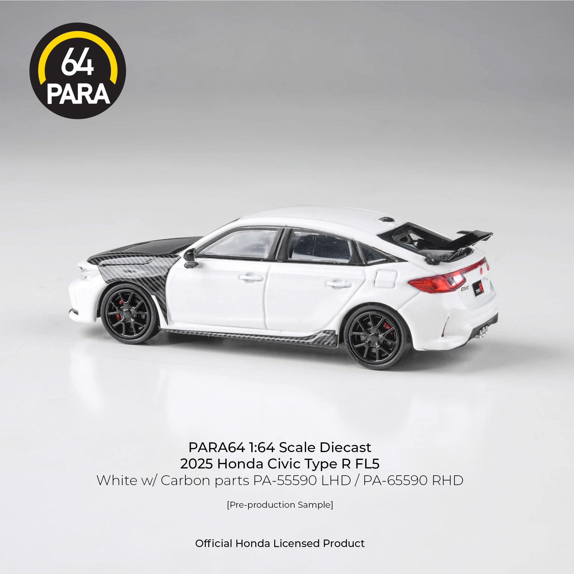 Premium scale diecast model car  – *PRE-ORDER* Honda Civic Type-R FL5 W/ Carbon Parts '25 , 1:64 Scale (White) Collectible