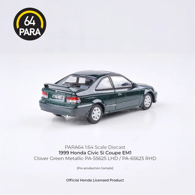 Premium scale diecast model car  – Honda Civic Si Coupe EM1 1999, 1:64 Scale (Green) Collectible