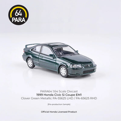 Premium scale diecast model car  – Honda Civic Si Coupe EM1 1999, 1:64 Scale (Green) Collectible