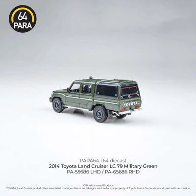 Premium scale diecast model car  – Toyota Land Cruiser LC79 2014, 1:64 Scale (Green) Collectible