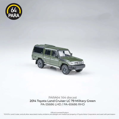 Premium scale diecast model car  – Toyota Land Cruiser LC79 2014, 1:64 Scale (Green) Collectible