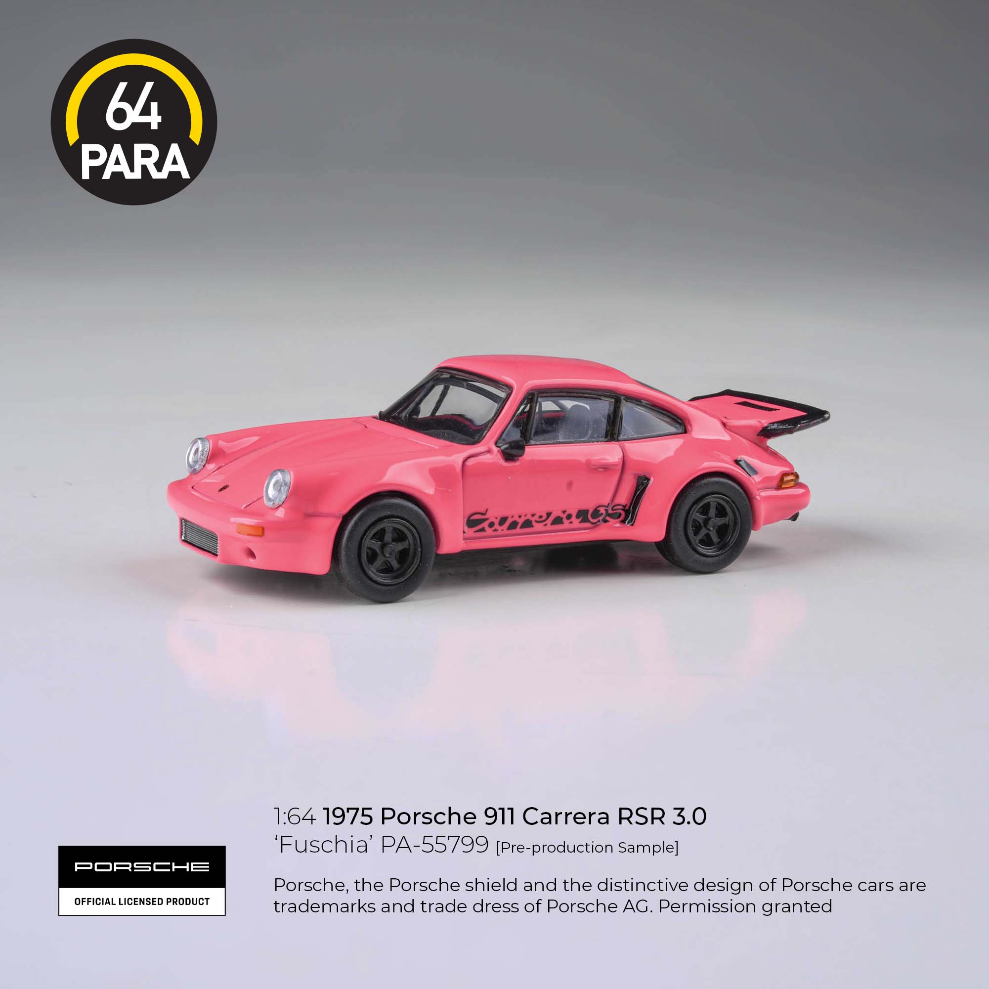 Premium scale diecast model car  – *PRE-ORDER* Porsche 911 Carrera 3.0 RSR, 1:64 Scale (Pink) Collectible