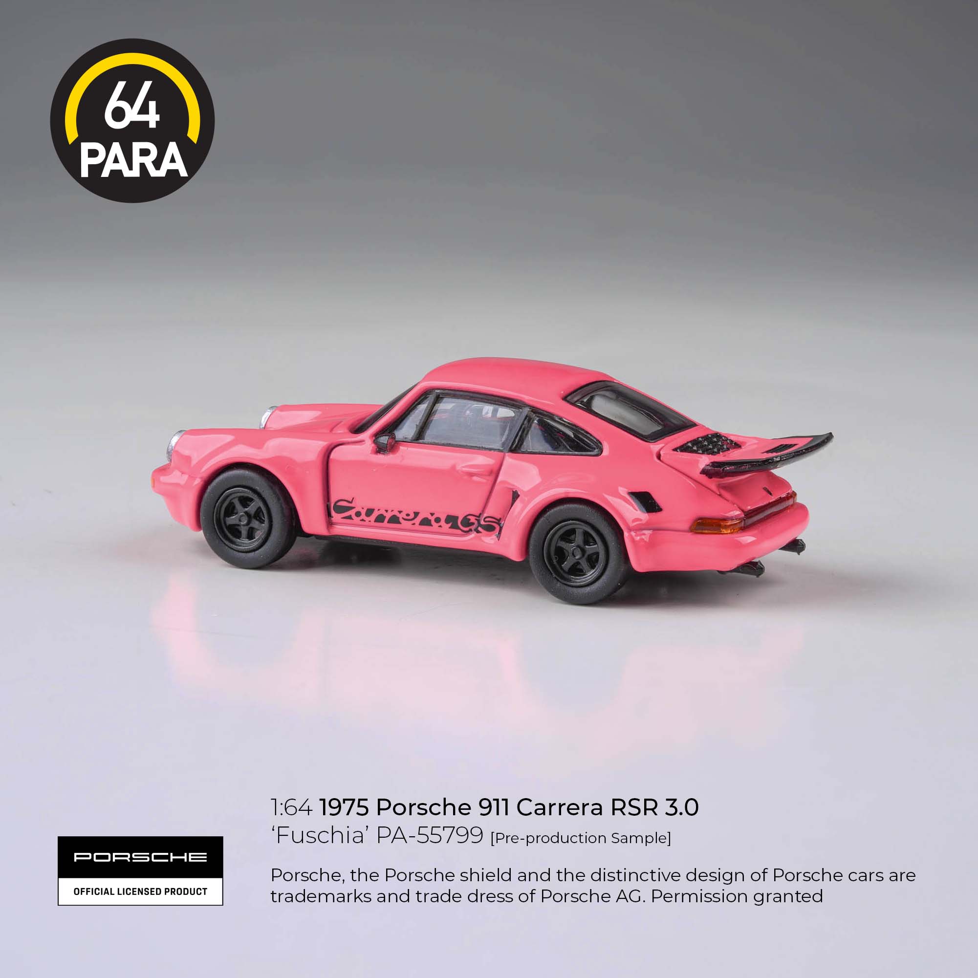 Premium scale diecast model car  – *PRE-ORDER* Porsche 911 Carrera 3.0 RSR, 1:64 Scale (Pink) Collectible