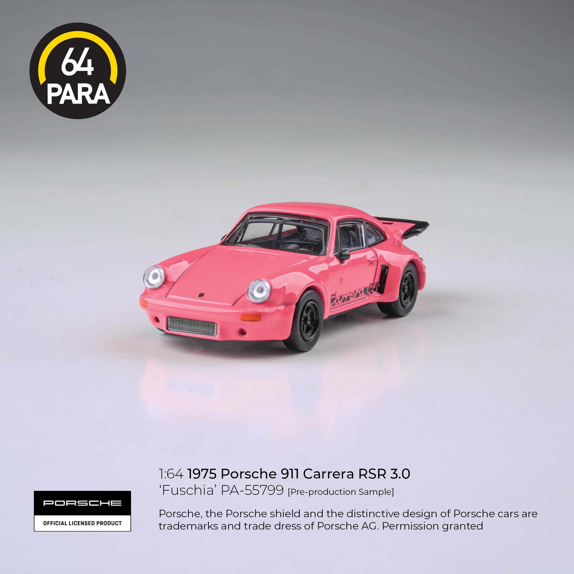 Premium scale diecast model car  – *PRE-ORDER* Porsche 911 Carrera 3.0 RSR, 1:64 Scale (Pink) Collectible