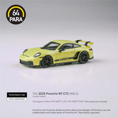 Premium scale diecast model car  – *PRE-ORDER* Porsche 911 GT3 992.2 Cartagena 2025, 1:64 Scale (Yellow) Collectible
