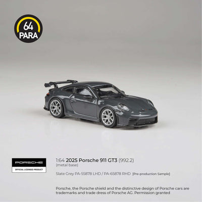 Premium scale diecast model car  – Porsche 911 GT3 (992.2) 2025, 1:64 Scale (Slate Grey) Collectible