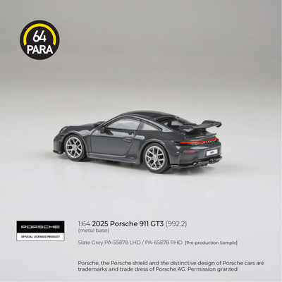 Premium scale diecast model car  – Porsche 911 GT3 (992.2) 2025, 1:64 Scale (Slate Grey) Collectible